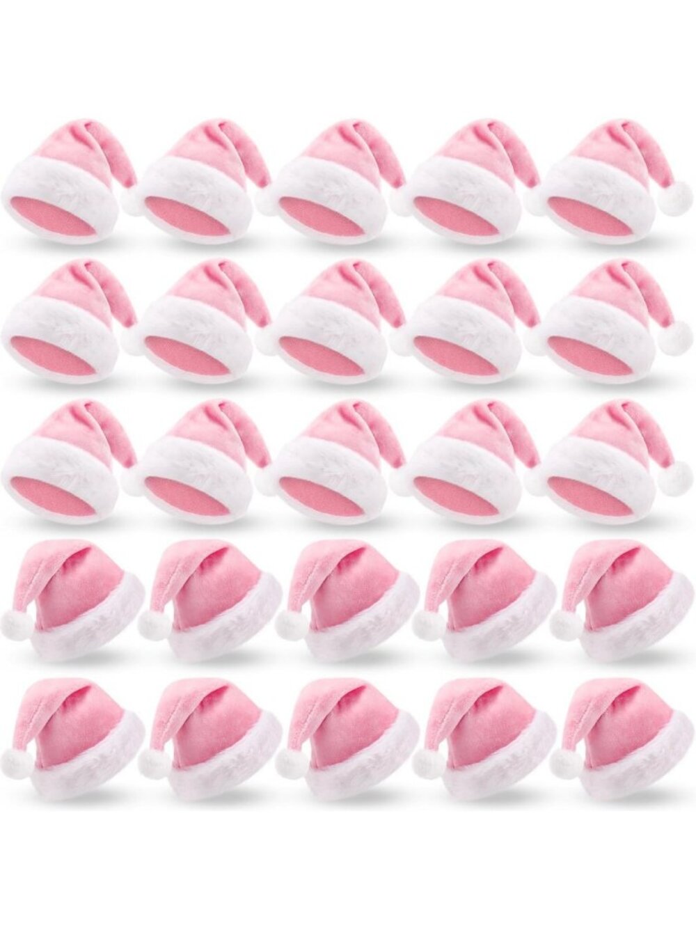 20 Pack Pink Santa Hats for Adults - Classic Holiday Costume Accessories
